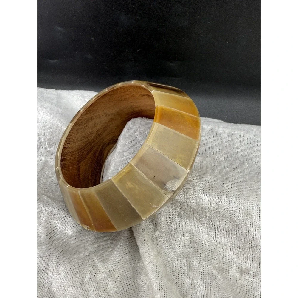 Vintage Chunky Bangle Bracelet Horn‎ Boho 8.5